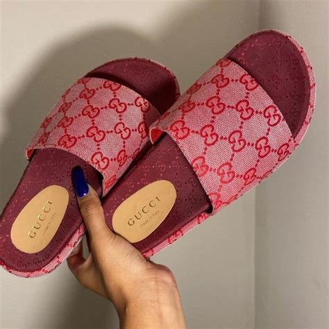 gucci sliders size 4|Gucci slides pink fluffy.